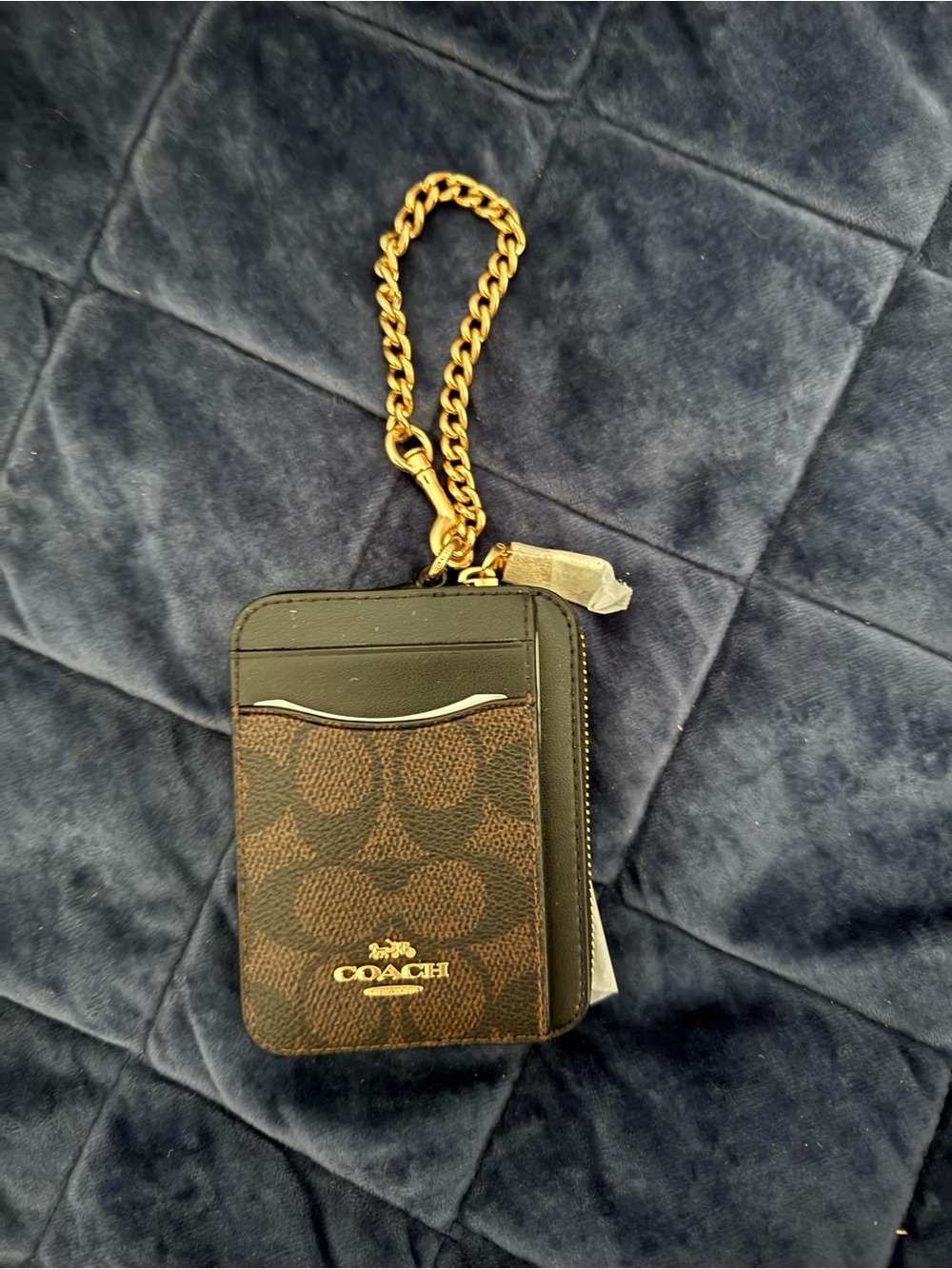 NWT Coach Zip Card Case in Signature Canvas - Brown & Black